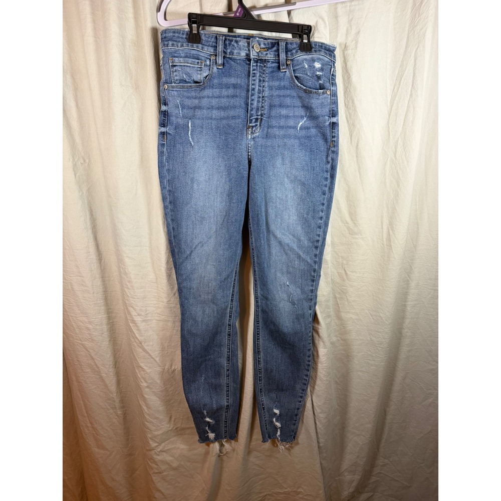 Eunina Bella Super High Rise Skinny Ankle Jeans Medium Wash Distressed Size‎ 7